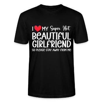 I Love My Girlfriend Couples Boyfriend Gift Idea - Stanley/Stella CRAFTER Unisex Organic T-Shirt - black - Front - Alina (178cm) & Michal (187cm)
