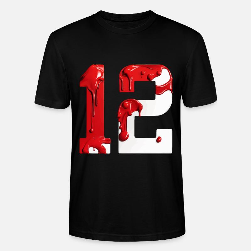 NR. 12 NUMMER 12 ROT WEIß 12. GEBURTSTAG - Stanley/Stella Unisex Bio-T-Shirt CRAFTER - Schwarz