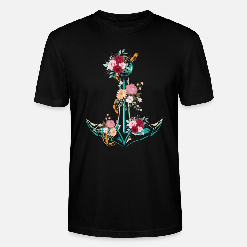 Anker Blumen - Stanley/Stella Unisex Bio-T-Shirt CRAFTER - Schwarz