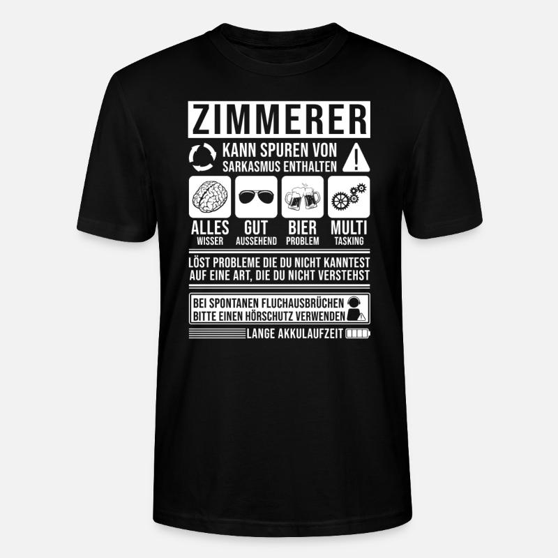 Zimmerer Spruch lustig - Stanley/Stella Unisex Bio-T-Shirt CRAFTER - Schwarz