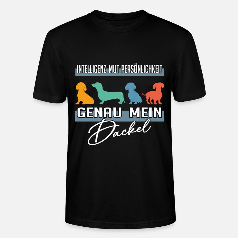 Intelligenz Mut Persönlichkeit - mein Dackel - Stanley/Stella Unisex Bio-T-Shirt CRAFTER - Schwarz