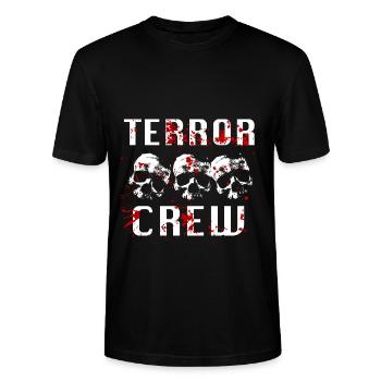 Terror Crew Speedcore Gabber Totenkopf Blut - Stanley/Stella Unisex Bio-T-Shirt CRAFTER - Schwarz - Vorne - Alina (178cm) & Michal (187cm)