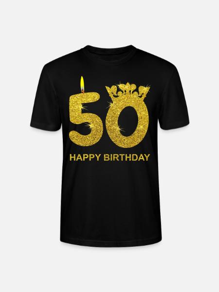 50e verjaardag GELUKKIGE VERJAARDAG Gouden geschenk - Stanley/Stella Uniseks bio-T-shirt CRAFTER - zwart