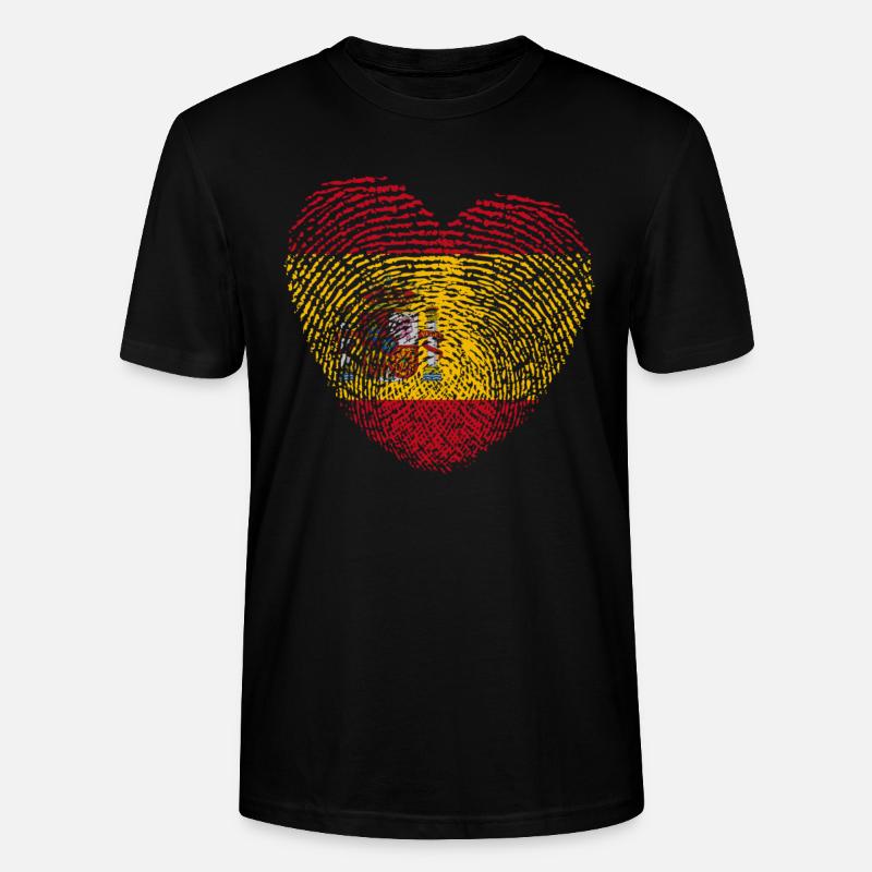Empreinte digitale du drapeau espagnol - T-shirt bio CRAFTER Stanley Stella Unisexe - noir