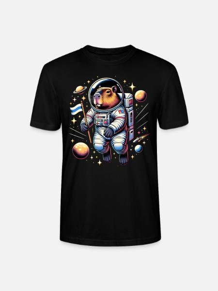 Capybaras Søt Capybara Astronaut - Stanley/Stella CRAFTER unisex økologisk T-skjorte - svart