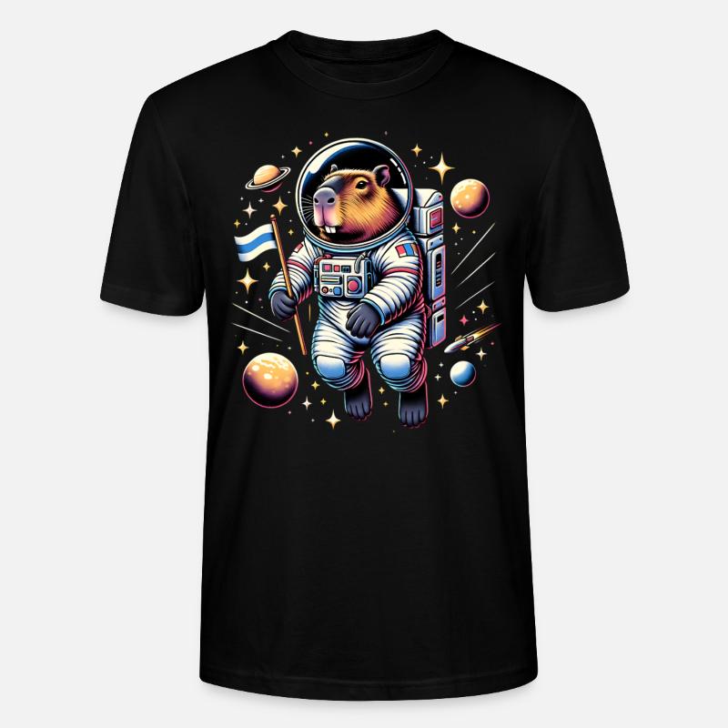 Capybaras Mignon Capybara Astronaute - T-shirt bio CRAFTER Stanley Stella Unisexe - noir