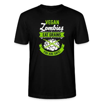 Vegan Zombies eat Grains you are safe! Veggie - Stanley/Stella Unisex Bio-T-Shirt CRAFTER - Schwarz - Vorne - Alina (178cm) & Michal (187cm)