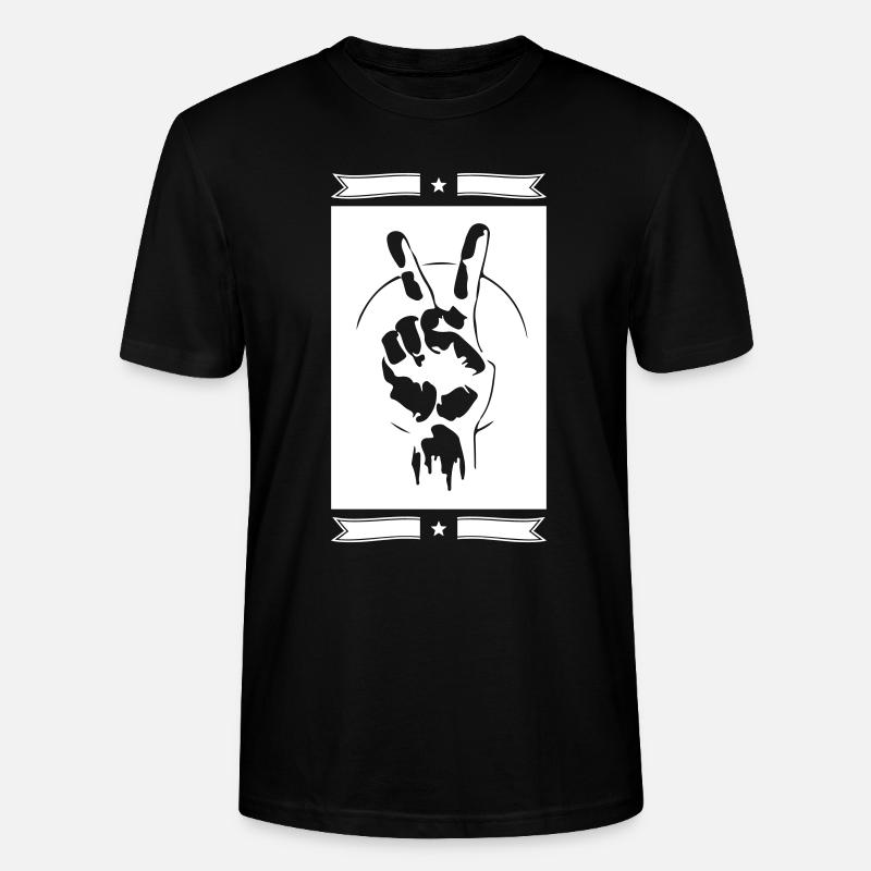 Frieden Hand Zeichen Peace - Stanley/Stella Unisex Bio-T-Shirt CRAFTER - Schwarz