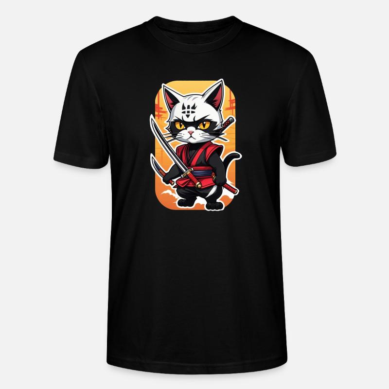 Ninja Katze - Samurai Kätzchen - Stanley/Stella Unisex Bio-T-Shirt CRAFTER - Schwarz