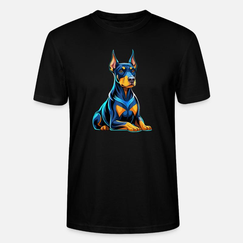 Dobermann sitzend mit Hundeblick - Stanley/Stella Unisex Bio-T-Shirt CRAFTER - Schwarz