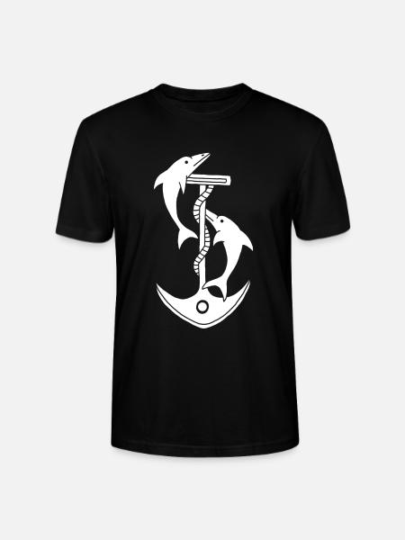 Anchor and dolphins (white) - Stanley/Stella CRAFTER Unisex Organic T-Shirt - black