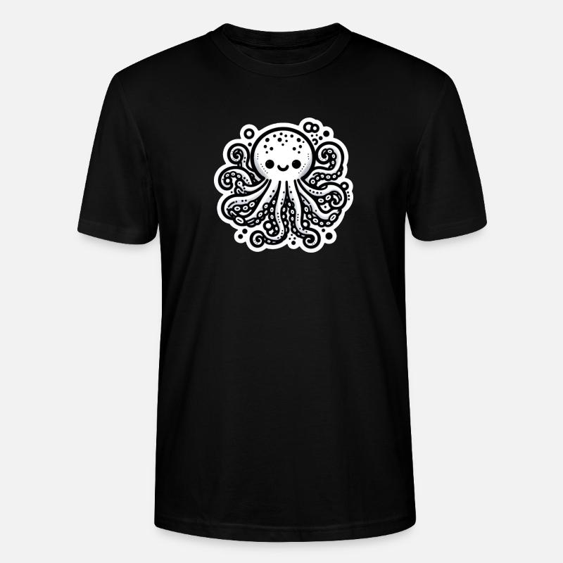 Krake Octopus weiß Sticker - Stanley/Stella Unisex Bio-T-Shirt CRAFTER - Schwarz
