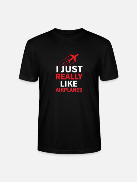 Airplane - Flieger - Shirt - Stanley/Stella Unisex Bio-T-Shirt CRAFTER - Schwarz