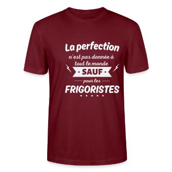 La perfection n est pas donnée sauf frigoriste - T-shirt bio CRAFTER Stanley Stella Unisexe - bordeaux - Devant - Alina (178cm) & Michal (187cm)