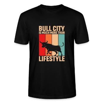 Bull City Lifestyle - Stanley/Stella Unisex Bio-T-Shirt CRAFTER - Schwarz - Vorne - Alina (178cm) & Michal (187cm)