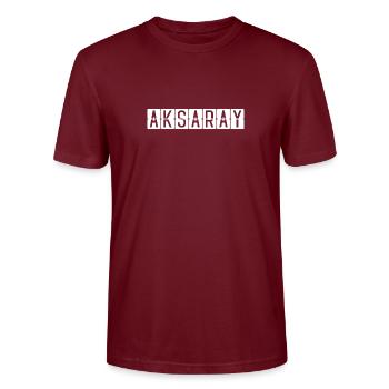 Aksaray Flughafentafel - Stanley/Stella Unisex Bio-T-Shirt CRAFTER - Burgunderrot - Vorne - Alina (178cm) & Michal (187cm)