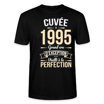 30 Jahre Jubiläum - Cuvée 1995 - Humor Geschenk - Stanley/Stella Unisex Bio-T-Shirt CRAFTER - Schwarz - Vorne - Alina (178cm) & Michal (187cm)