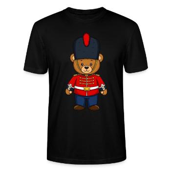 Teddybär Britische Ehrengarde Polizei - Stanley/Stella Unisex Bio-T-Shirt CRAFTER - Schwarz - Vorne - Alina (178cm) & Michal (187cm)