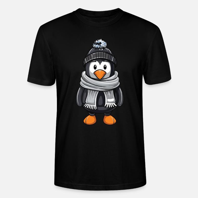 Bande dessinée d’hiver pingouin - T-shirt bio CRAFTER Stanley Stella Unisexe - noir