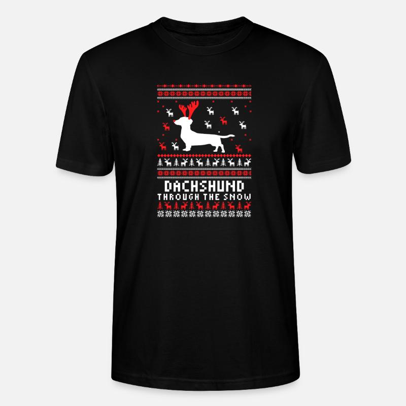 Dackel-Weihnachtshemd - Stanley/Stella Unisex Bio-T-Shirt CRAFTER - Schwarz