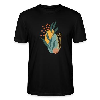 botanical wall art background - Stanley/Stella Unisex Bio-T-Shirt CRAFTER - Schwarz - Vorne - Alina (178cm) & Michal (187cm)