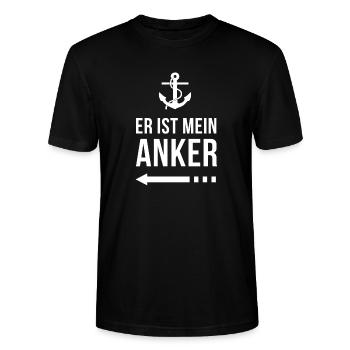 Er ist mein Anker | Partner Edition | Ehepaar Paar - Stanley/Stella Unisex Bio-T-Shirt CRAFTER - Schwarz - Vorne - Alina (178cm) & Michal (187cm)
