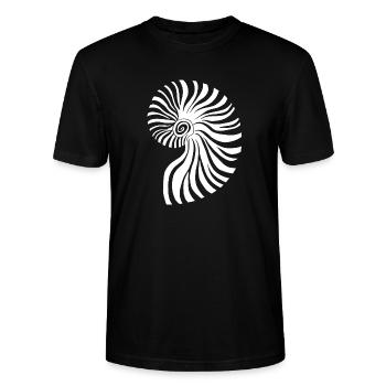 Kontrastierendes spiralförmiges nautisches Muster - Stanley/Stella Unisex Bio-T-Shirt CRAFTER - Schwarz - Vorne - Alina (178cm) & Michal (187cm)