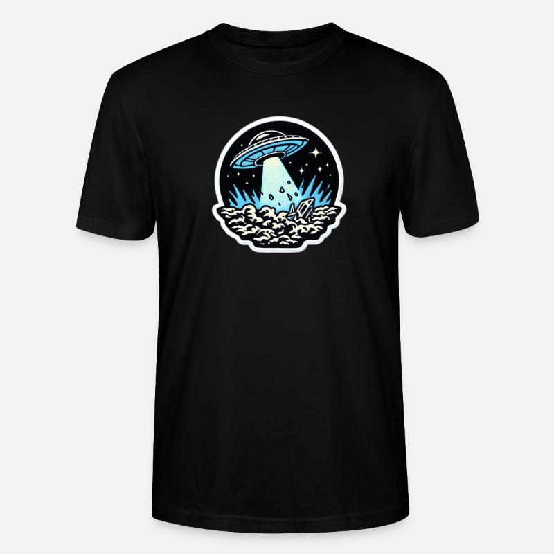UFO-Lichtstrahl Patch - Stanley/Stella Unisex Bio-T-Shirt CRAFTER - Schwarz