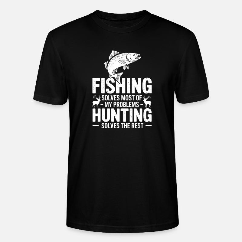 Fishing Solves Most Problems - Stanley/Stella CRAFTER Unisex Organic T-Shirt - black