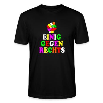 Einig gegen rechts - Stanley/Stella Unisex Bio-T-Shirt CRAFTER - Schwarz - Vorne - Alina (178cm) & Michal (187cm)