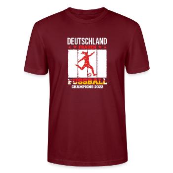CHAMPIONNE D’ALLEMAGNE DE FOOTBALL FÉMININ 2022 - T-shirt bio CRAFTER Stanley Stella Unisexe - bordeaux - Devant - Alina (178cm) & Michal (187cm)