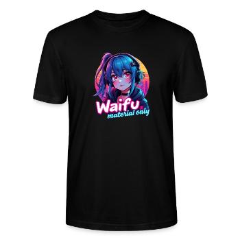 WAIFU MATERIAL ONLY - VAPORWAVE GAMERGIRL - Stanley/Stella Unisex Bio-T-Shirt CRAFTER - Schwarz - Vorne - Alina (178cm) & Michal (187cm)