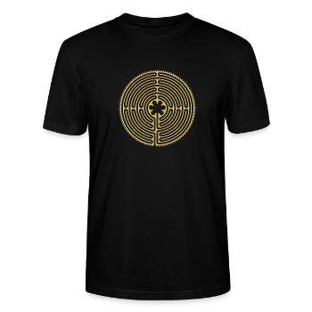 Chartres Labyrinth Long Way 3 - Stanley/Stella Unisex Bio-T-Shirt CRAFTER - Schwarz - Vorne - Alina (178cm) & Michal (187cm)