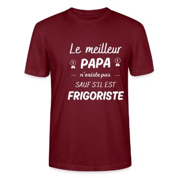 le meilleur papa n existe pas sauf si frigoriste - T-shirt bio CRAFTER Stanley Stella Unisexe - bordeaux - Devant - Alina (178cm) & Michal (187cm)