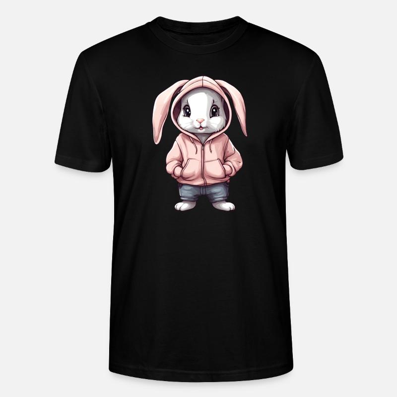 Süßer Hase mit Hoddie Pullover - Stanley/Stella Unisex Bio-T-Shirt CRAFTER - Schwarz