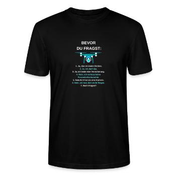 Drohnen-Fan Design - Stanley/Stella Unisex Bio-T-Shirt CRAFTER - Schwarz - Vorne - Alina (178cm) & Michal (187cm)