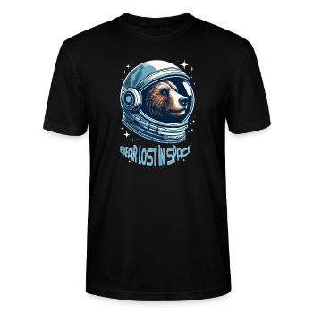 Bear Lost in Space - Stanley/Stella CRAFTER Unisex Organic T-Shirt - black - Front - Alina (178cm) & Michal (187cm)
