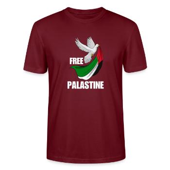 Free Palestine Design – Déclaration pour la paix - T-shirt bio CRAFTER Stanley Stella Unisexe - bordeaux - Devant - Alina (178cm) & Michal (187cm)