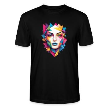 Art du visage moderne - T-shirt bio CRAFTER Stanley Stella Unisexe - noir - Devant - Alina (178cm) & Michal (187cm)