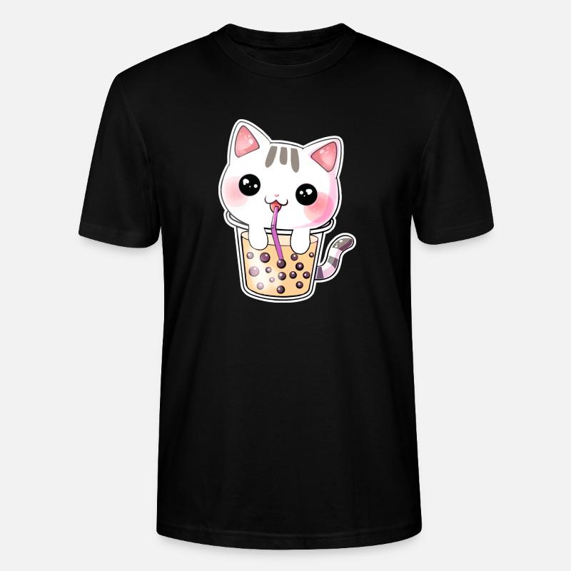 Kawaii Bubble Tea Chat - T-shirt bio CRAFTER Stanley Stella Unisexe - noir