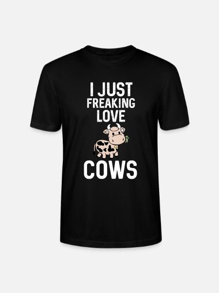 I Just Freaking Love Cows Cartoon - Stanley/Stella CRAFTER Unisex Organic T-Shirt - black