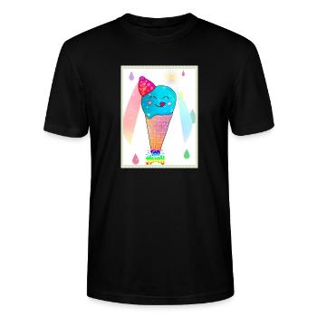 Kunterbunte Kawaii-Eiscreme - Stanley/Stella Unisex Bio-T-Shirt CRAFTER - Schwarz - Vorne - Alina (178cm) & Michal (187cm)