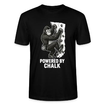 Gorilla Bouldern – Powered by Chalk Spruch - Stanley/Stella Unisex Bio-T-Shirt CRAFTER - Schwarz - Vorne - Alina (178cm) & Michal (187cm)