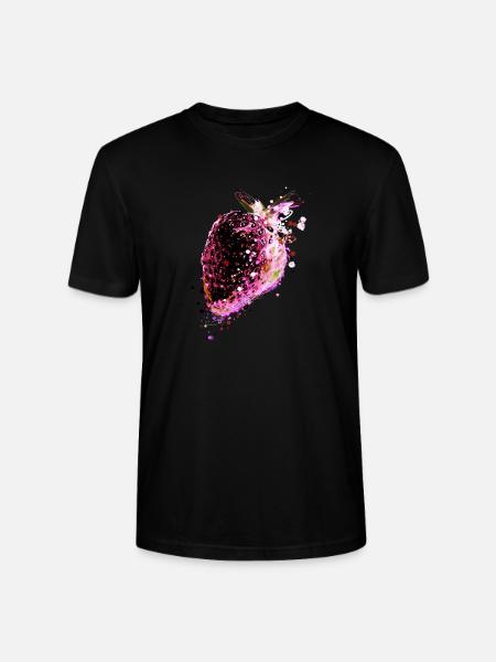 Erdbeere,pink,popart, artwork,Malerei - Stanley/Stella Unisex Bio-T-Shirt CRAFTER - Schwarz