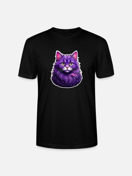 Cat Modern Design Purple - Stanley/Stella CRAFTER Unisex Organic T-Shirt - black