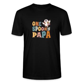 Un Spooky Papa Halloween - T-shirt bio CRAFTER Stanley Stella Unisexe - noir - Devant - Alina (178cm) & Michal (187cm)