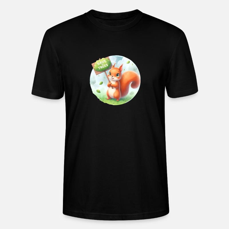 Save the Trees Squirrel - Stanley/Stella CRAFTER Unisex Organic T-Shirt - black