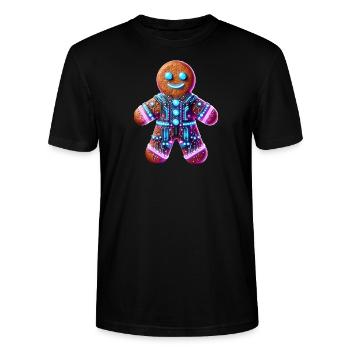 Cyberpunk Lebkuchenmännchen - Stanley/Stella Unisex Bio-T-Shirt CRAFTER - Schwarz - Vorne - Alina (178cm) & Michal (187cm)