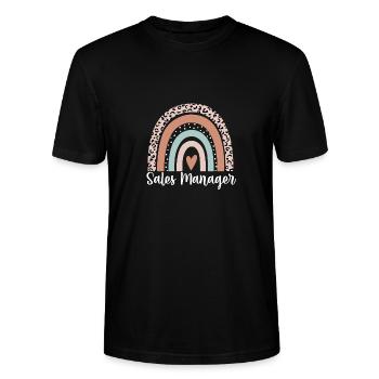 Verkaufsleiter Regenbogen Leopard Lustiger Verkaufsleiter - Stanley/Stella Unisex Bio-T-Shirt CRAFTER - Schwarz - Vorne - Alina (178cm) & Michal (187cm)