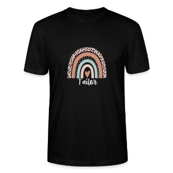 Tailor Rainbow Leopard Funny Tailor Appreciation - Stanley/Stella CRAFTER Unisex Organic T-Shirt - black - Front - Alina (178cm) & Michal (187cm)